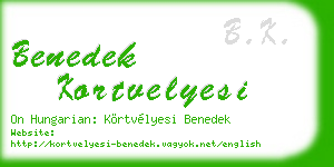 benedek kortvelyesi business card